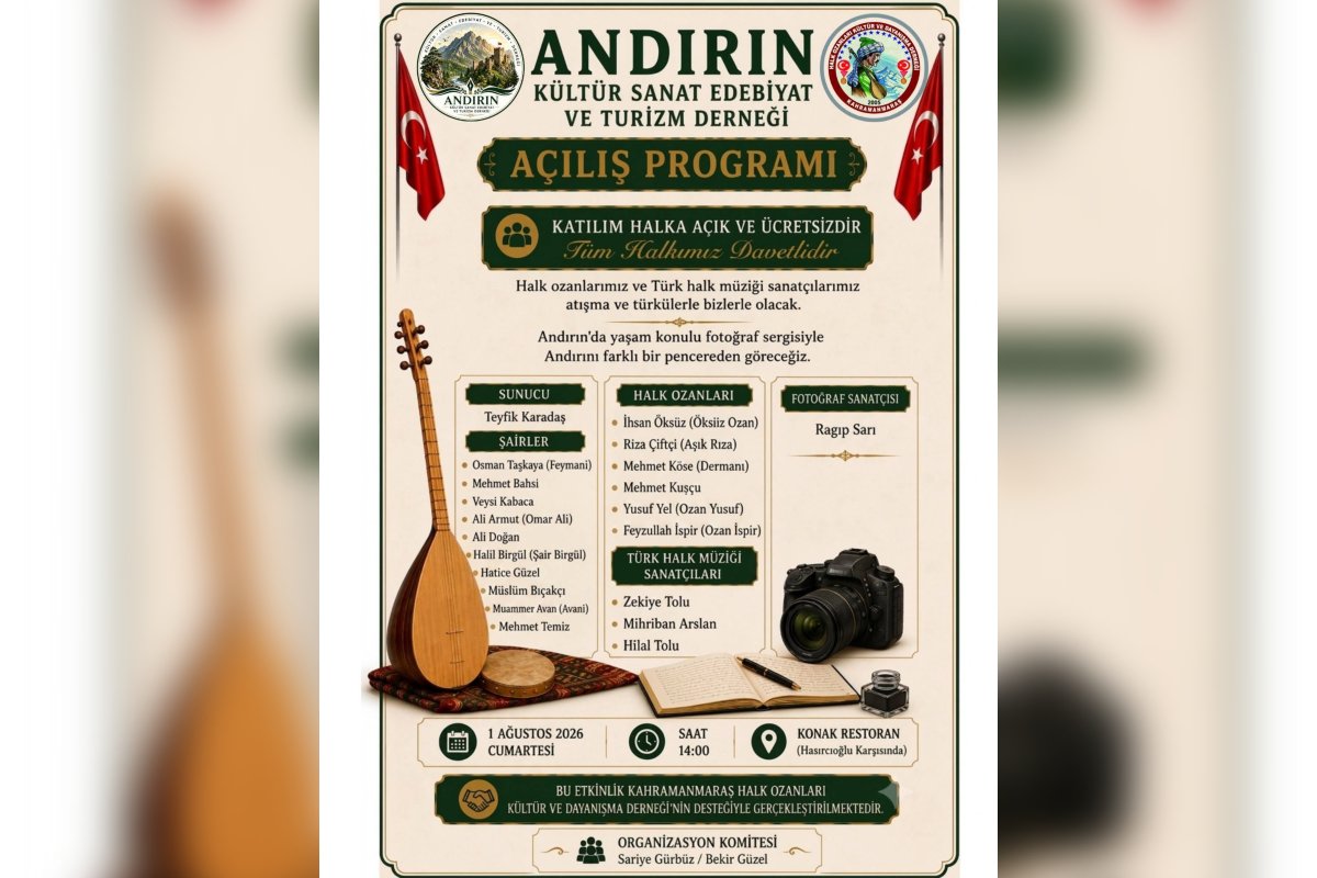 Andırın Kültür Sanat Edebiyat Ve Turizm Derneğin Açılış Programı